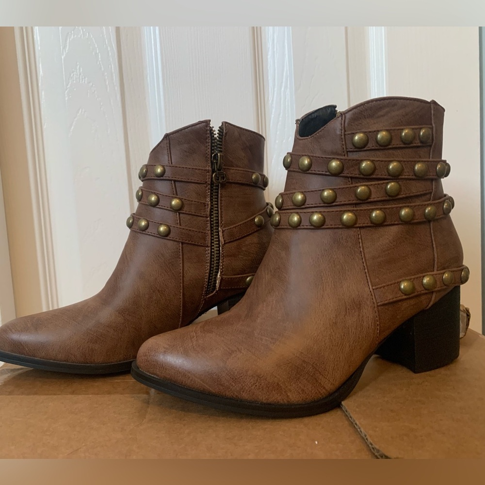 Brown, leather booties